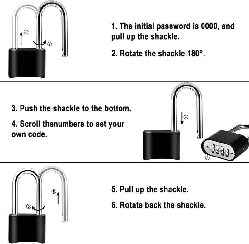 Faburo 1pcs Combination Lock, 4-Digit Heavy Duty Combo Lock, Combination Padlock Outdoor Waterproof Gate Locks for Outdoor Fence, Locker, Sheds, Gym, Gate Hasps (1pcs, Long Shackle) - Image 4